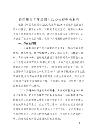 最新银行年度组织生活会检视剖析材料.docx