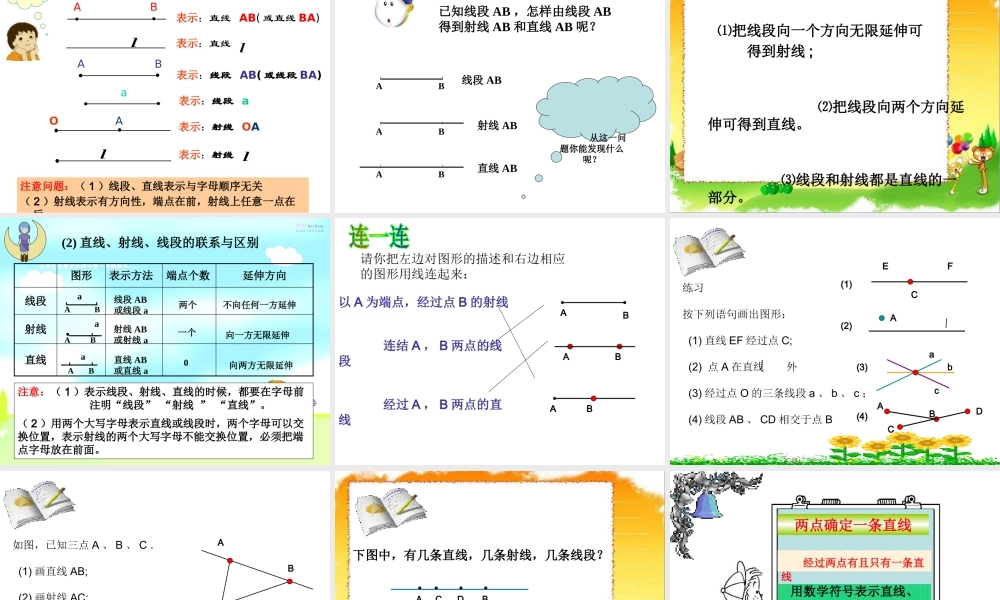 线段射线直线数学课件PPT模板.pptx
