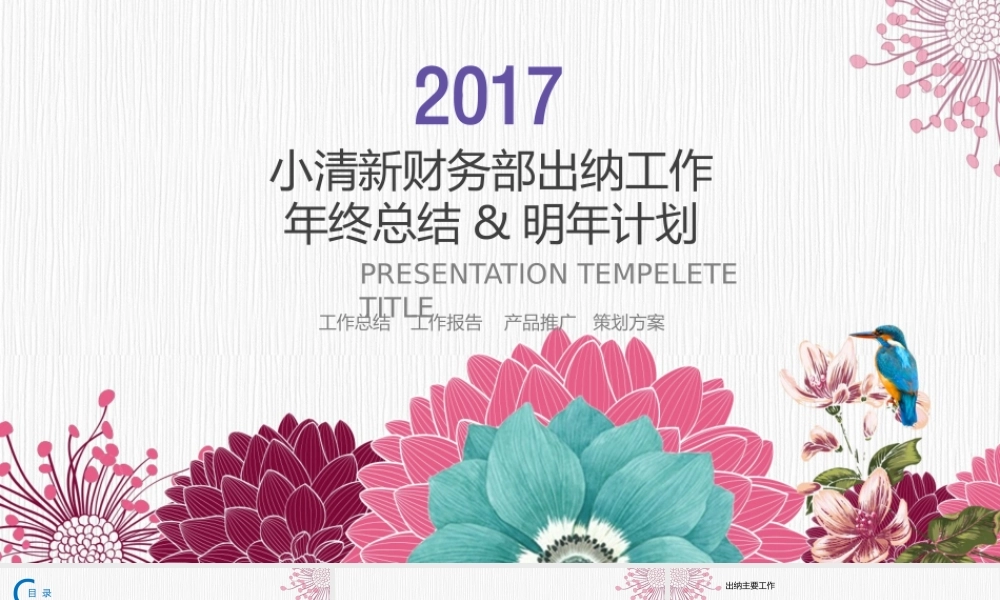 小清新财务部出纳工作ppt模板.pptx
