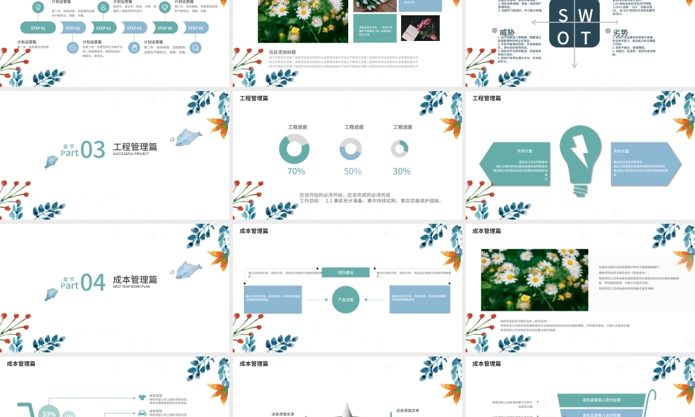 小清新工作计划项目管理部ppt模板.pptx