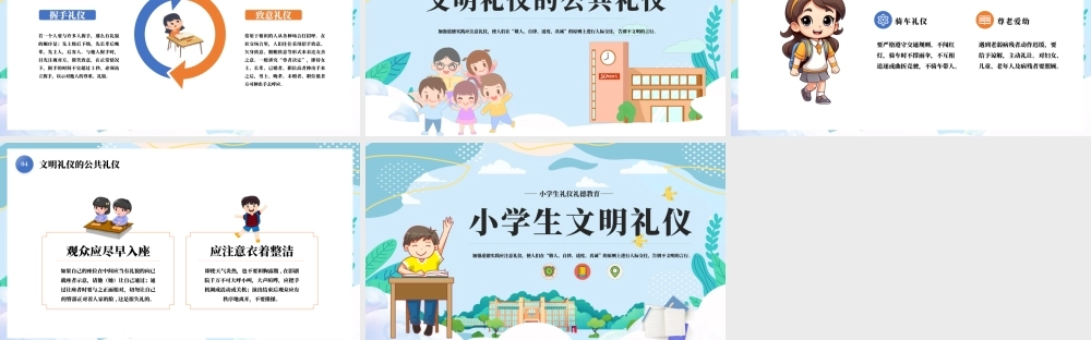 小学生文明礼仪PPT清新创意礼仪礼德教育课件.pptx