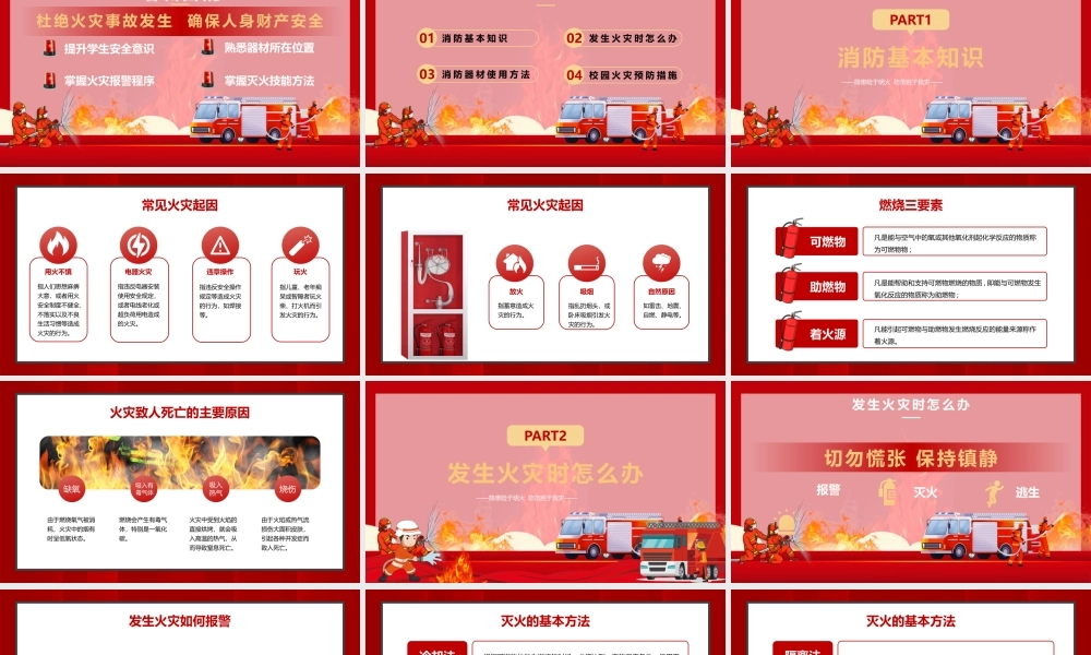 校园消防安全培训PPT卡通简约杜绝火灾事故发生确保人身财产安全PPT模板下载.pptx