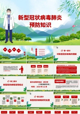 新型冠状病毒肺炎预防知识PPT模板.pptx