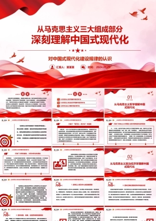 以马克思主义三大组成部分深入理解中国式现代化 ppt简洁华美对中国式现代化建设规律的认识微课件.pptx