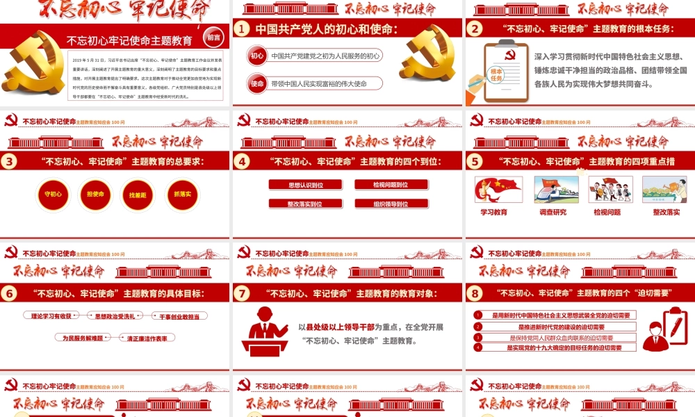 原创不忘初心牢记使命主题教育应知应会100问.pptx