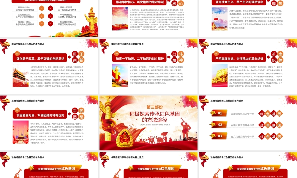 原创部队传承红色基因担当强军重任教育PPT-版权可商用.pptx