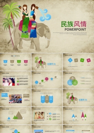 原创创意傣族泼水节民族风情ppt动态模板-版权可商用.pptx