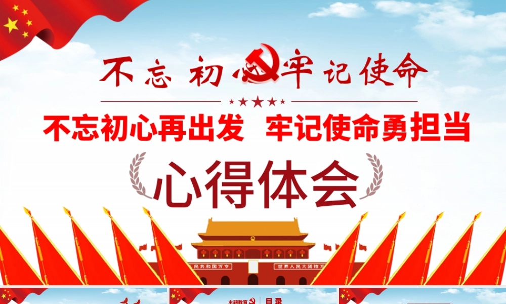 原创第二批不忘初心牢记使命主题教育学习纲要观后感PPT-版权可商用.pptx