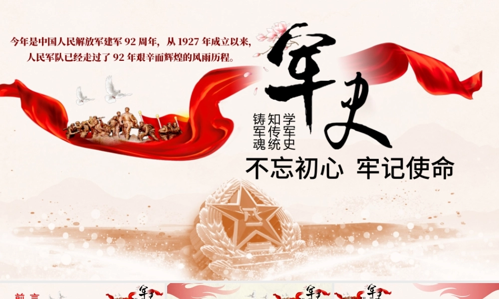 原创精细解读建军节中国人民解放军军史ppt模板-版权可商用.pptx