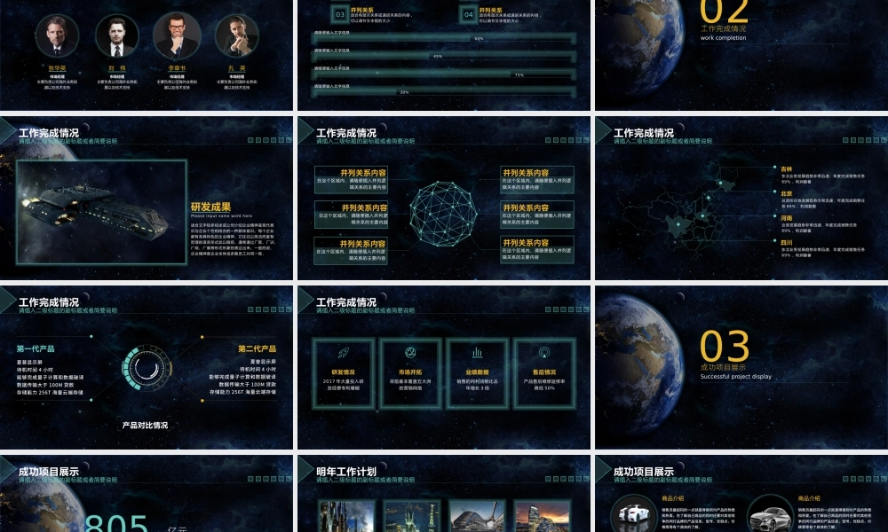 原创年度工作总结科技风星空互联网ppt模板.pptx