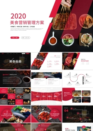 原创时尚创意美食宣传画册餐饮行业招商餐厅加盟PPT模板-版权可商用.pptx