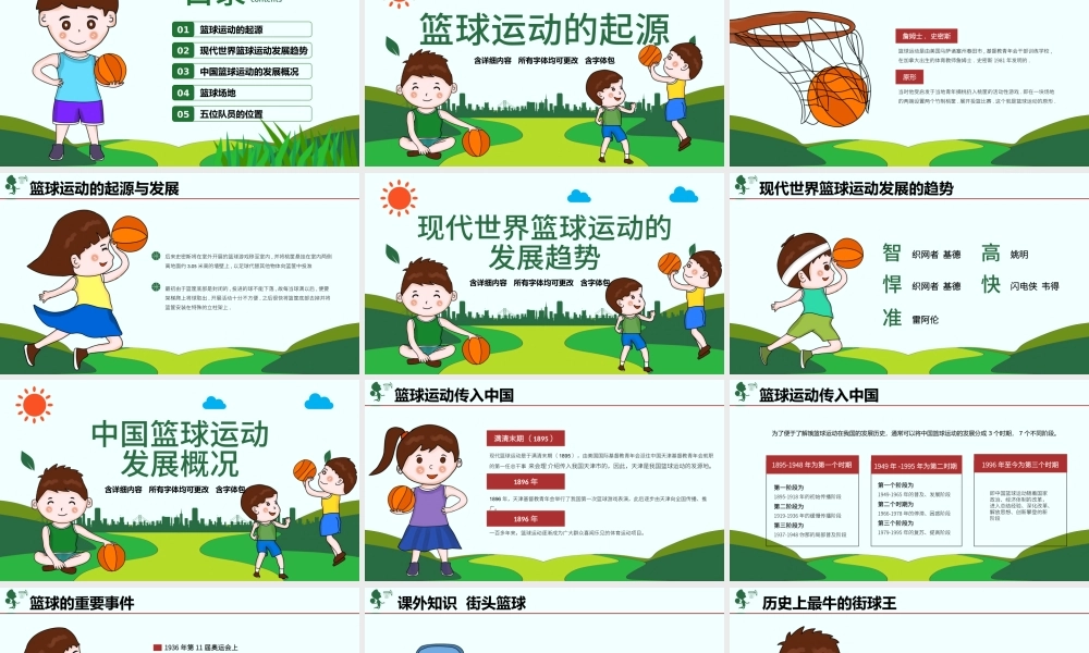 原创时尚篮球比赛少儿篮球培训篮球争霸PPT模板-版权可商用.pptx