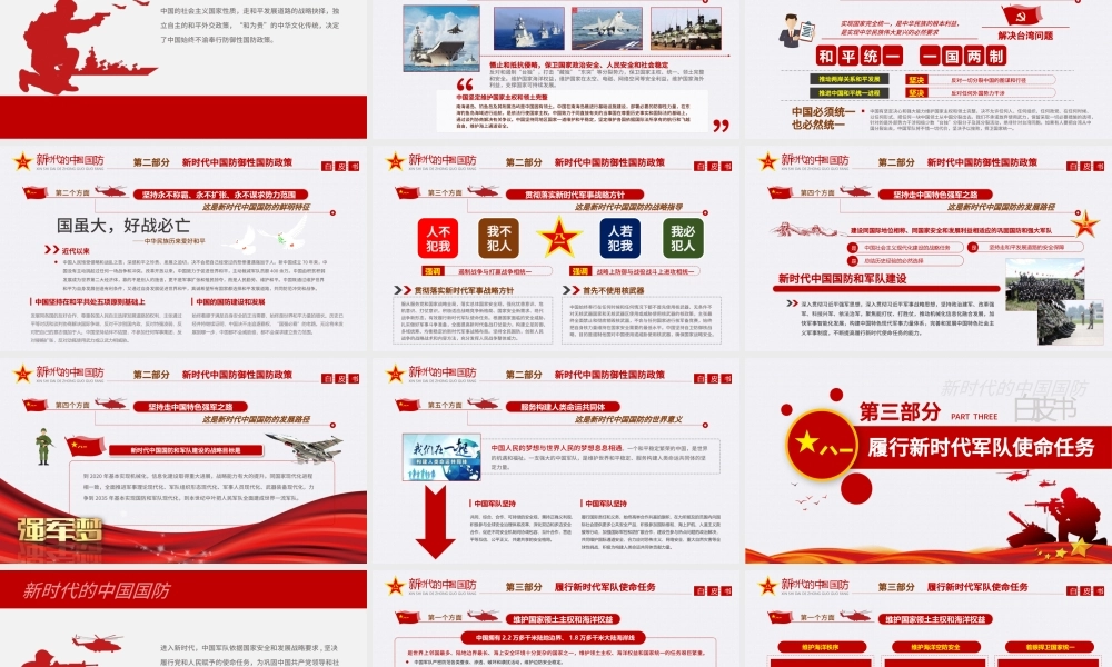 原创新时代的中国国防白皮书部队军队军事政治-版权可商用-含讲稿.pptx