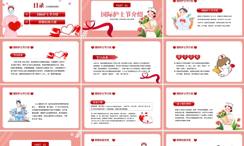 致敬抗疫天使PPT卡通插画风512国际护士节专题课件模板下载.pptx