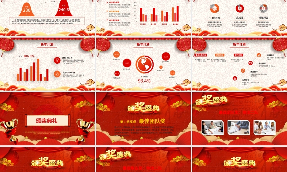 中国风牛年喜庆灯笼2021企业迎新晚会员工颁奖典礼PPT模板.pptx