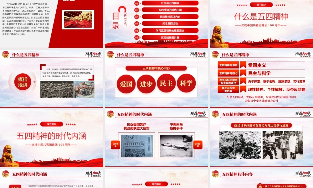 中国共青团成立100周年弘扬五四精神挥洒热血青春.pptx