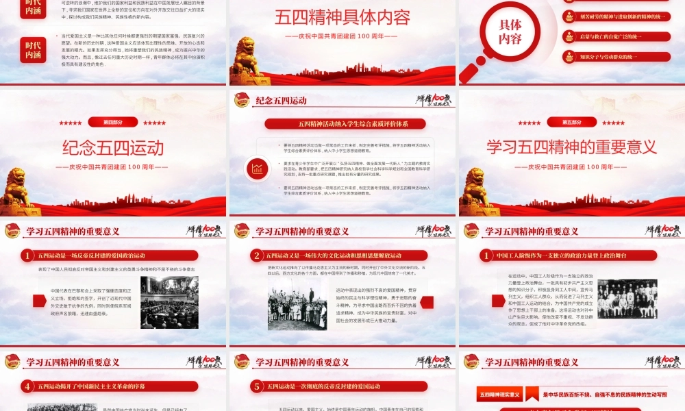 中国共青团成立100周年弘扬五四精神挥洒热血青春.pptx