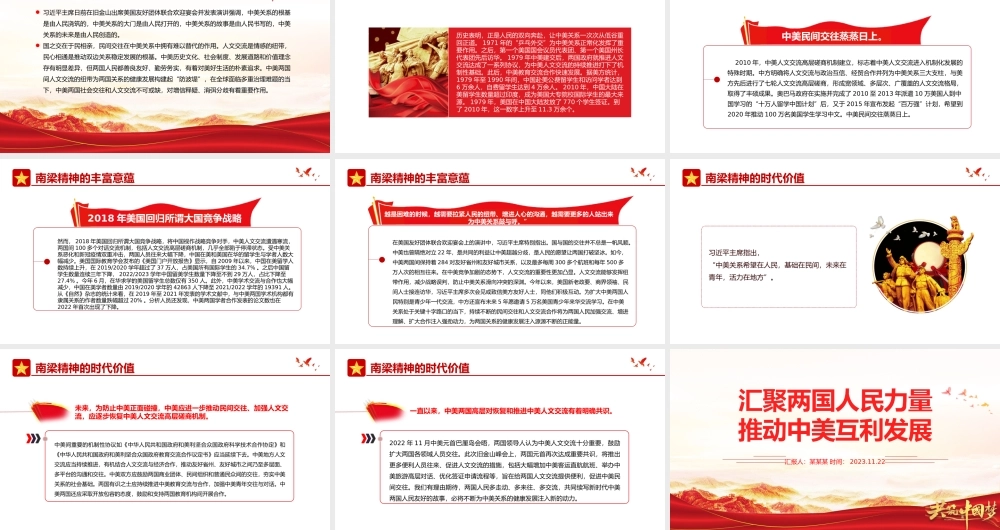 中美关系PPT大气简洁汇聚两国人民力量推动中美互利发展主题课件.pptx
