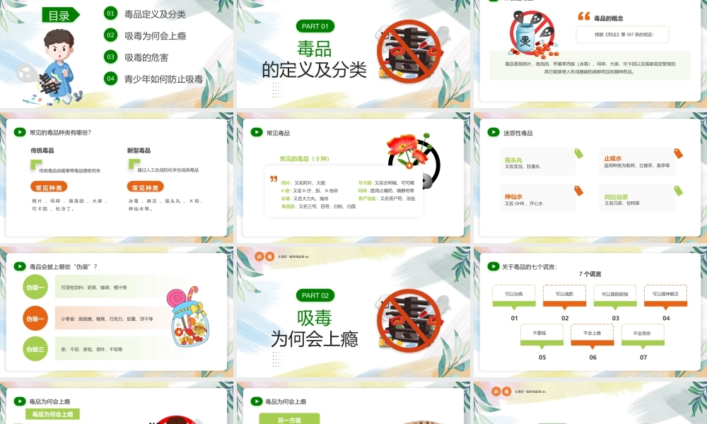 中小学禁毒宣传进校园拥有绿色人生PPT简约风禁毒宣传课件.pptx
