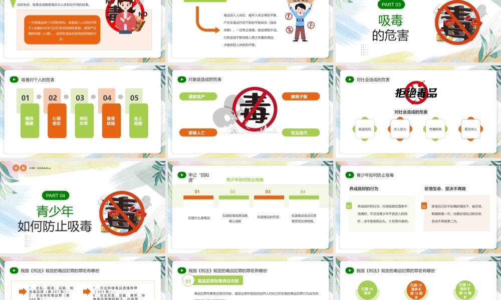 中小学禁毒宣传进校园拥有绿色人生PPT简约风禁毒宣传课件.pptx