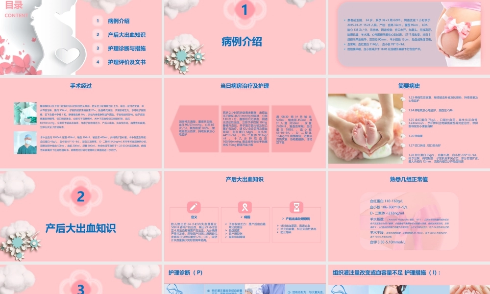 03少女粉丝扁平风适合女护士使用妇产科产后大出血护理PTT模板.pptx