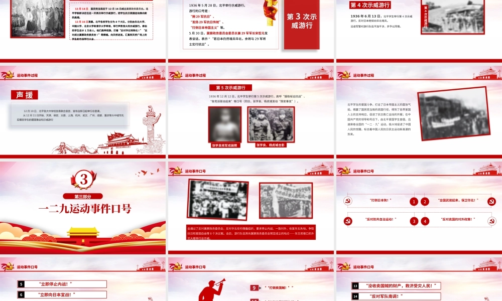 1935年一二九爱国运动PPT红色12·9运动爆发86周年青年学生抗日救国示威游行反抗日本帝国主义课件模板.pptx