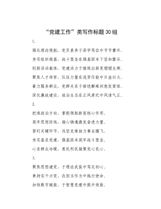“X建工作”类写作标题30组.docx