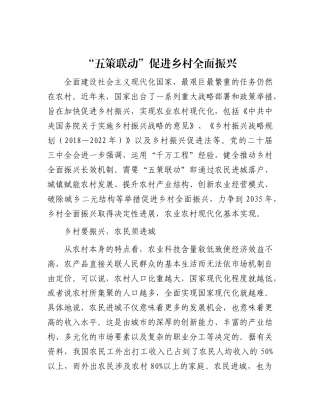 “五策联动”促进乡村全面振兴.docx