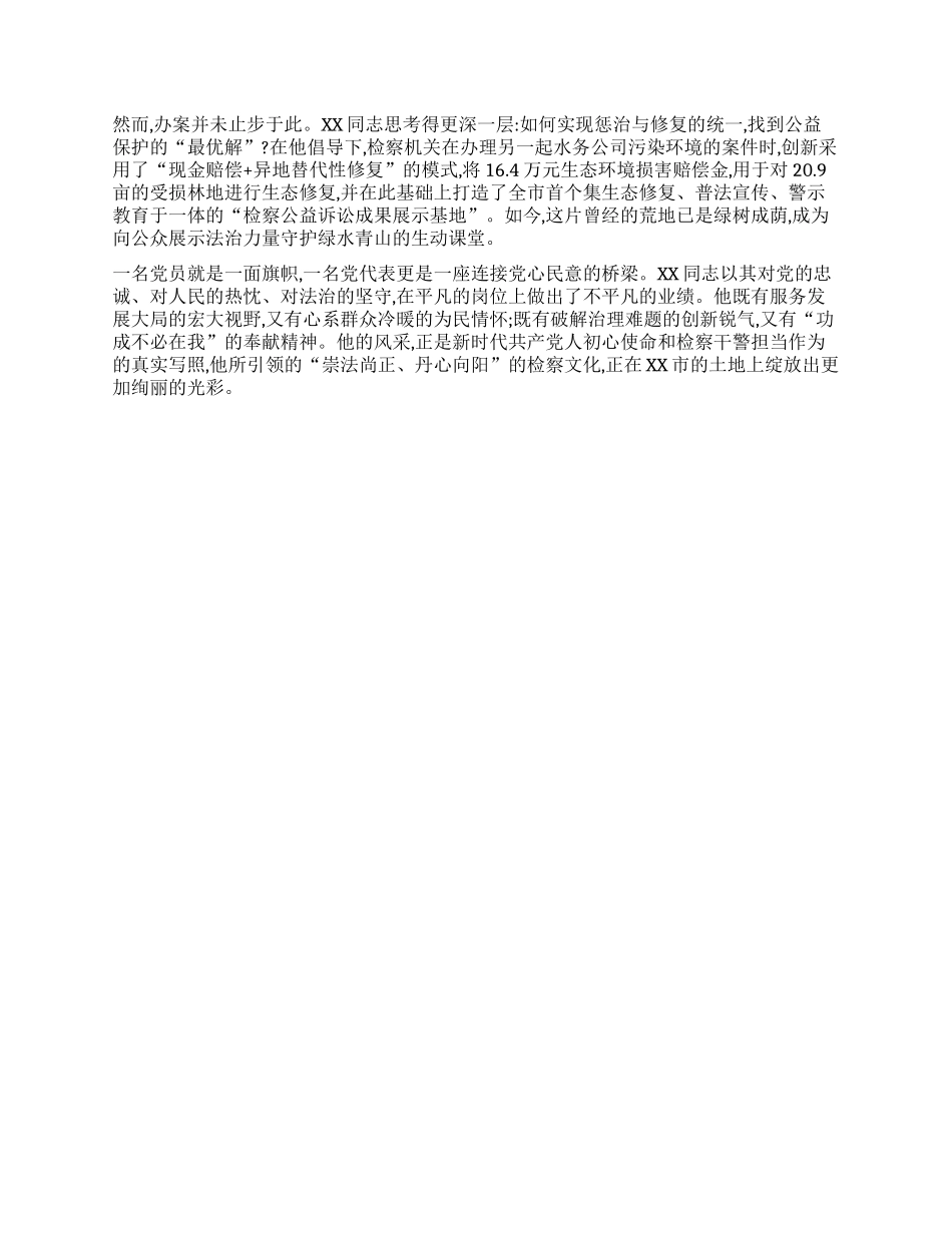 【团队精品】XX市人民检察院X代表XX同志履职风采实录.docx_第3页