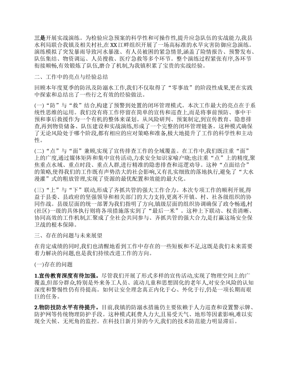 【团队精品】XX镇2025年夏季防汛暨预防未成年人溺水工作总结报告.docx_第3页