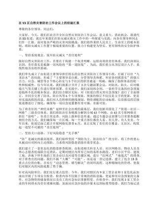 【团队精品】在XX区自然灾害防治工作会议上的经验汇报.docx