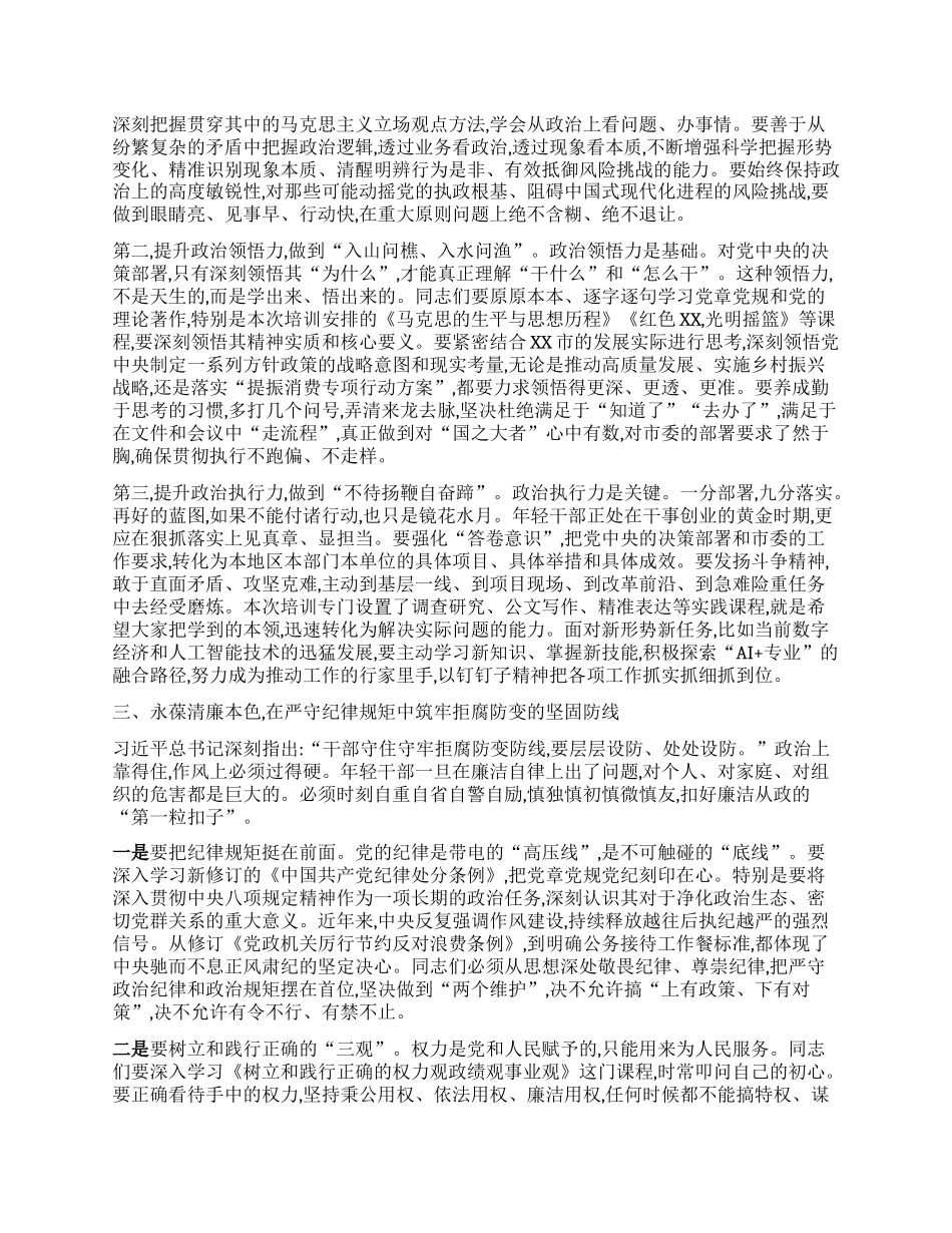 【团队精品】在XX市2025年秋季学期年轻干部ZZ能力提升班上的讲话.docx_第2页