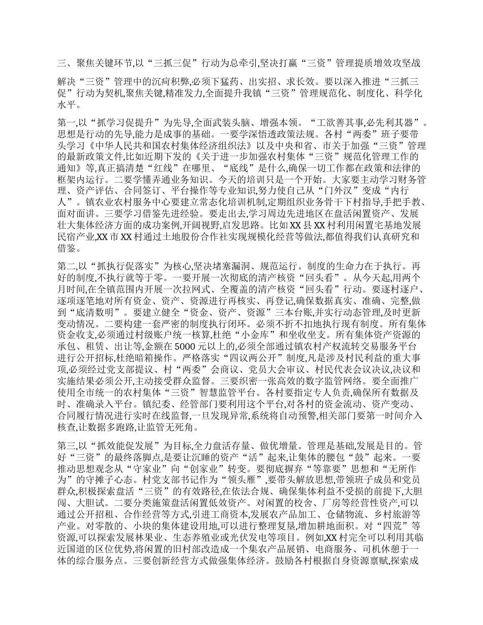 【团队精品】在XX镇农村集体“三资”管理工作培训会上的讲话.docx_第3页