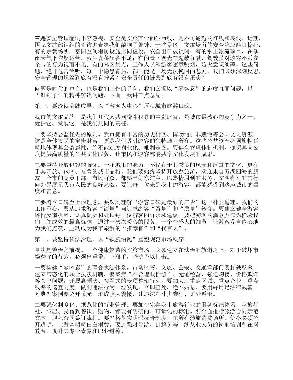 【团队精品】在全市强化文旅市场秩序和安全管理推进会上的讲话.docx_第2页