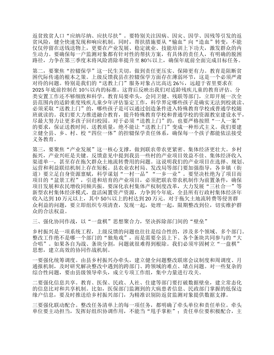 【团队精品】在全县乡村振兴有效衔接上级反馈问题整改工作推进会上的总结讲话.docx_第2页