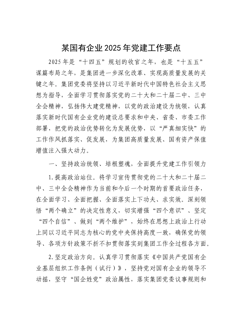 某国有企业2025年X建工作要点.docx_第1页