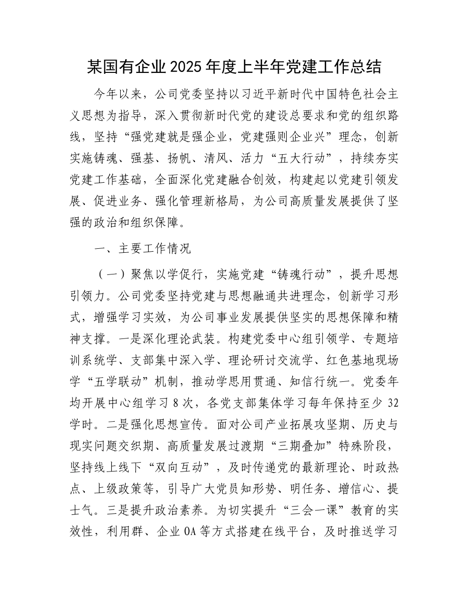 某国有企业2025年度上半年X建工作总结.docx_第1页
