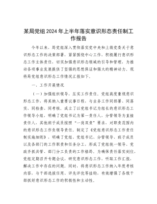 某局X组2024 年上半年落实意识形态责任制工作报告.docx