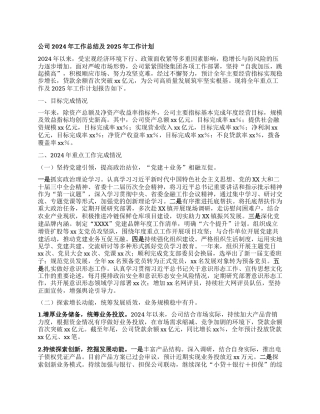 某某金融贷款公司2024年工作总结及2025年工作计划.docx