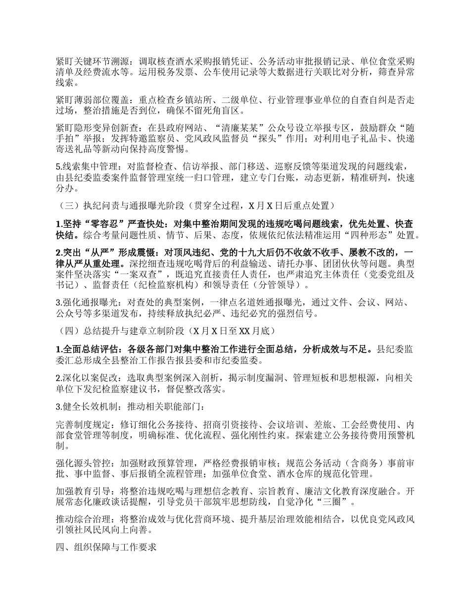 某某县纪委监委关于开展违规吃喝问题集中整治的工作方案.docx_第3页
