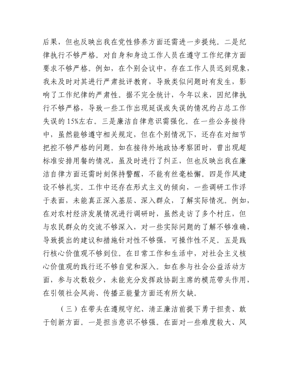 某市政协副职领导关于2024年度民主生活会个人对照检视发言材料.docx_第3页