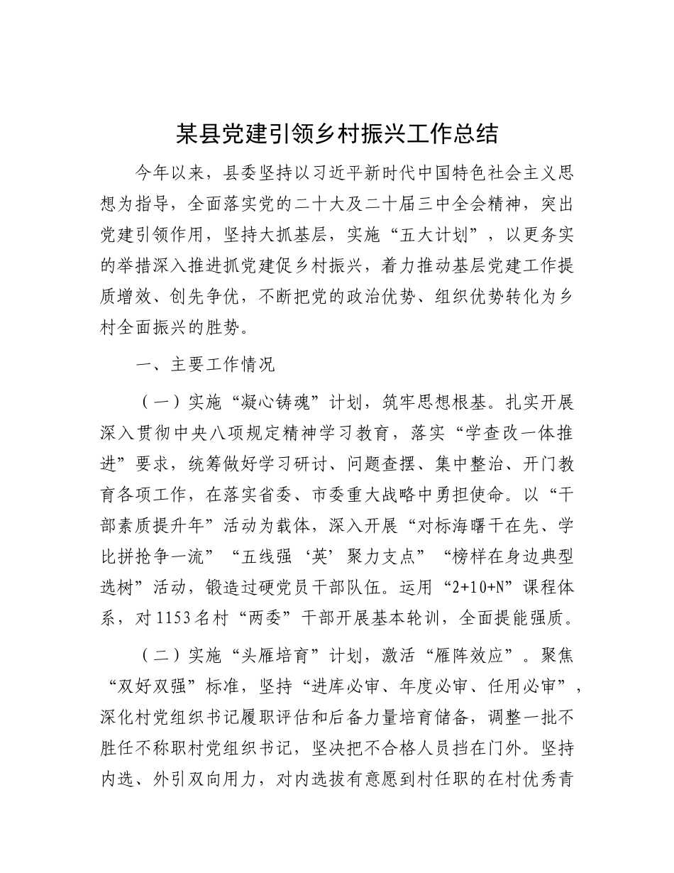 某县X建引领乡村振兴工作总结.docx_第1页