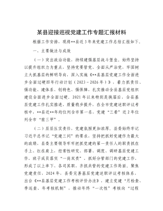 某县迎接巡视X建工作专题汇报材料.docx