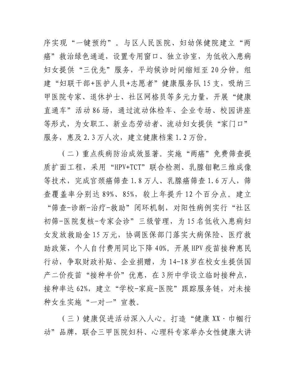 区妇联X组书记在2025年度关爱女性健康工作专题会议上的讲话.docx_第2页