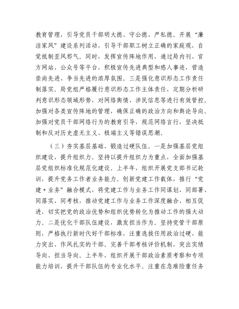 区局2025年上半年全面从严治X工作报告及下一步工作谋划.docx_第3页