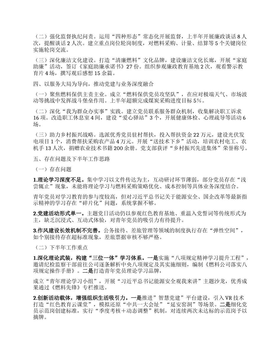 燃料公司X支部2025年上半年X建工作总结.docx_第2页