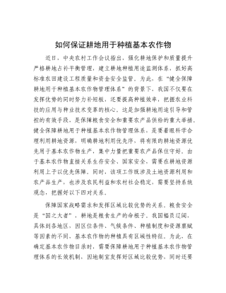 如何保证耕地用于种植基本农作物.docx