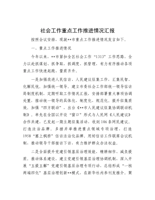 社会工作重点工作推进情况汇报.docx