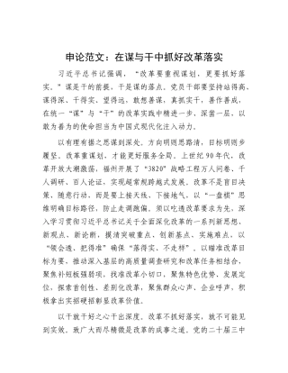 申论范文：在谋与干中抓好改革落实【】.docx