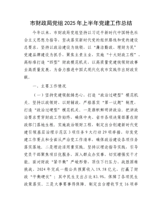 市财政局X组2025年上半年X建工作总结.docx